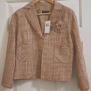 BCBG MaxAzria Blush Tweed Suit Jacket Size 10 NWT